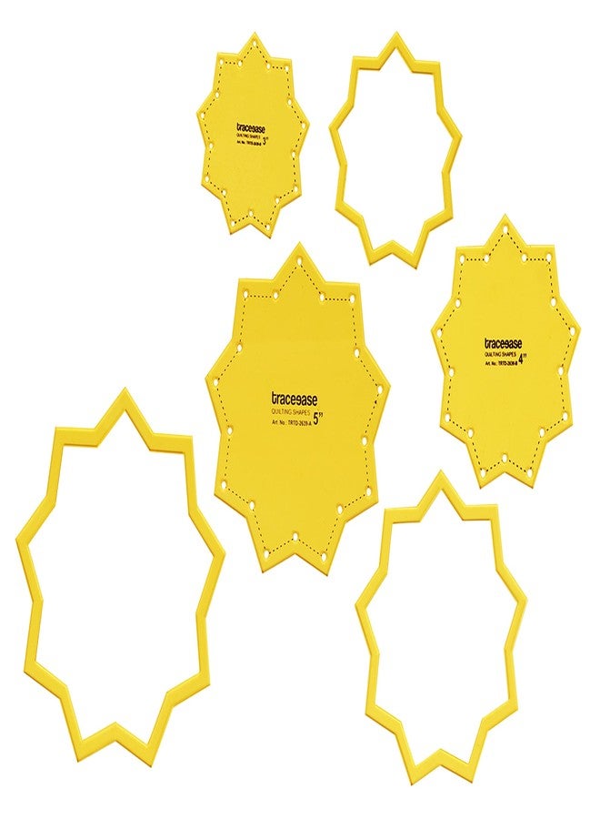 Traceease مجموعة قوالب الترقيع والخياطة Traceease 9، على شكل نجمة مدببة، 3 قطع - 3/4/5 بوصات - Image 3